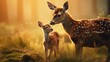 Mother deer caressing its calf animal image Ai generated art