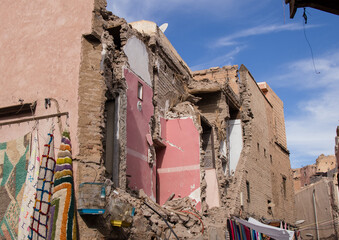 Destroyed building in the Medina, Marrakech after earthquake