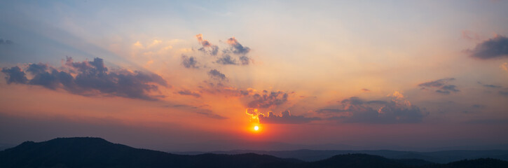 Wall Mural - panoramic beautiful sunset sky with clouds