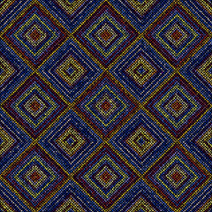 Aufkleber - Ethnic tribal style with colorful small dots on a black background. Decorative mosaic. Vector Seamless illustration.