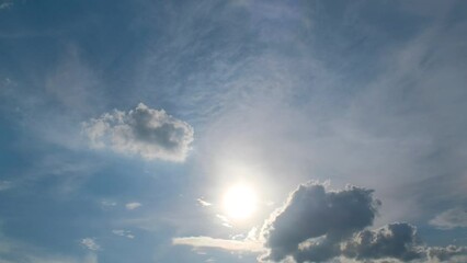 Sticker - Blue sky with fluffy cloud time lapse on a sunny day 4k footage.