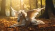 Pegasus laying horses down forest with crossed picture Ai generated art