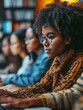 © ckybe - Gorgeous Multicultural African Student Learning in College with Varied Peers. Youthful African-American Lady Utilizing a Notebook. Implementing Her Expertise to Gain Scholarly Abilities in Course.