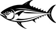 Tuna fish silhouette in black color. Vector template design.