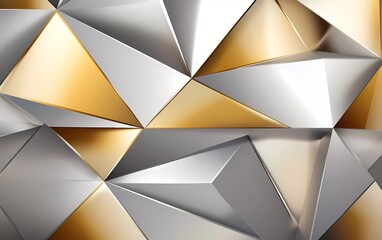 Wall Mural - silver and yellow gold gradient geometric shape background. generative ai