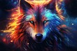 vibrant wolf with luminous eyes in unconventional artwork. Generative AI