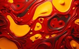 Fototapeta Abstrakcje - red mustard abstract 3D fluid circle background. generative ai