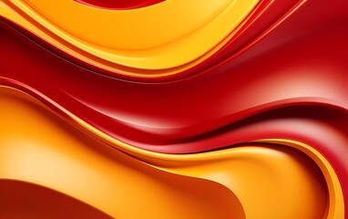 Wall Mural - red mustard abstract 3D fluid circle background. generative ai