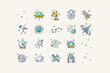 vector icons set about space and science
