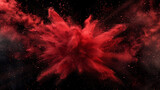 Fototapeta  - Red Powder Explosion on Black Background. Red Clouds