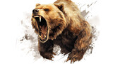 Fototapeta  -  A powerful grizzly bear captured on a transparent background