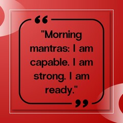 Wall Mural - Good morning inspirational quotes  on red color background. 
