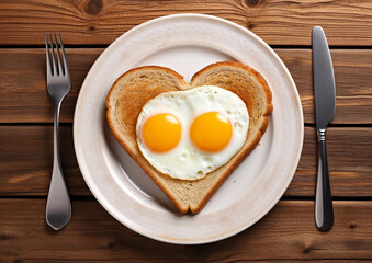 Wall Mural - fried egg with toast on a plate