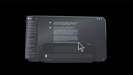 Wall Mural - prompt input mask animation on black for creating ai-generated content such as texts and images