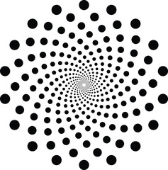 Circle dotted pattern spiral flower isolated on white background vector illustration