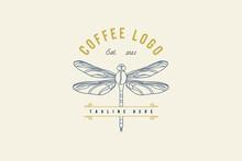 Dragonfly Coffee Logo In Vintage Style
