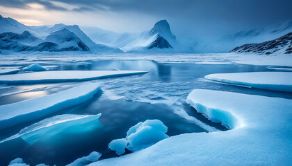 Icebergs in Antarctica. Global warming and climate change concept.