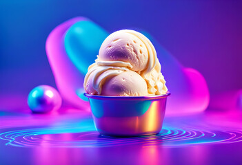 Wall Mural - Vanilla ice cream and vibrant bold