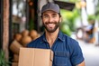 Portrait of delivery man, delivering packages, products or a food delivery or a small business owner for example a plumbers, engineer or a handyman