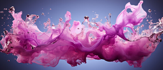 Poster - Vibrant purple and violet ink splashing in water, creating an abstract, flowing design.