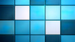 The image shows a series of blue-toned squares with varying hues and light intensities, creating a modern and digital mosaic or grid-like structure. Background concept. AI generated.