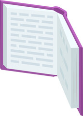 Wall Mural - Open book with purple cover and pages fanned out. Detailed illustration of a standing book with pages. Education and reading concept vector illustration.