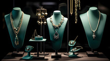 Accessories And Jewelry Sets With Necklaces And Earrings Kept In A Boutique Display