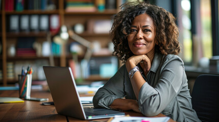 Wall Mural - Mature woman working on laptop in the office