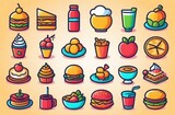 Fototapeta Panele - Food and drink icon. Restaurant line icons set.