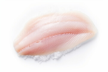 Wall Mural - Fillet of cod or other white fish on a white background. AI generated.