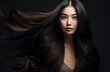 Youthful Smiling asian long hair woman. Adult beauty. Generate Ai