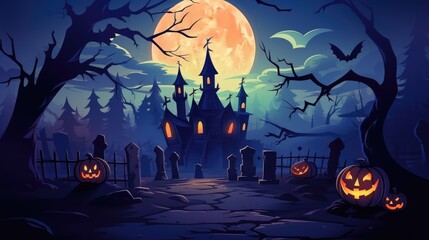 Sticker - halloween night scene