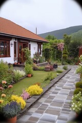 Canvas Print - house with flowers