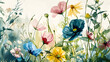Spring flowers in the garden. Watercolor illustration.