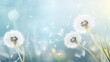 spring background with white dandelions, Ai generated image