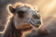 © Natalia Garidueva - Portrait of a camel in the desert at sunset. Camel face close up