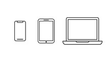 Smart Phone, Tablet And Laptop Vector Icon For Web. Flat Icon Design Mock Up. Vector Icon Illustration