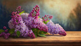 Fototapeta Fototapeta w kwiaty na ścianę - Tapeta z motywem fioletowego Bzu. Dekoracja ścienna. Generative AI