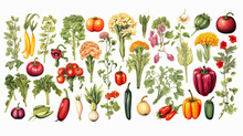 Various Winter Vegetables Illustrations