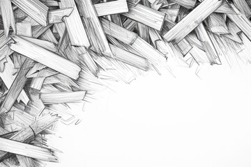 Wall Mural - A simple black and white drawing of a pile of wood. This versatile image can be used in various contexts