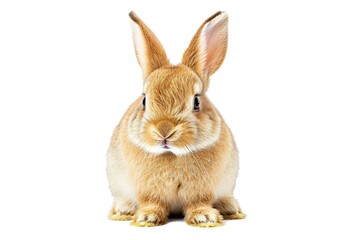 Poster - A brown rabbit sitting on top of a white floor. Perfect for animal lovers or Easter-themed designs