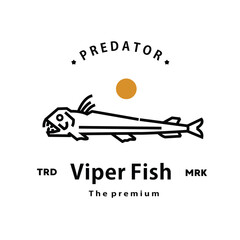 Wall Mural - vintage retro hipster viper fish logo vector outline monoline art icon