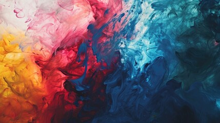 Poster - Abstract acrylic paint mixing in water. Colorful background with copy space