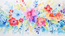 Colorful Watercolor Floral Background. Hand Painted Watercolor Flowers.
