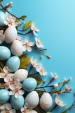 Fototapeta  - Easter eggs decorated with flowers