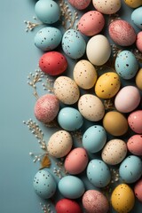 Poster - Happy Easter! Colorful Easter eggs with cherry blossoms