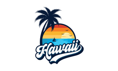 Wall Mural - Hawaii logo design template vector, for t-shirt and apparel vector design template