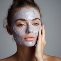 Wall Mural - Woman with beauty facial mask.