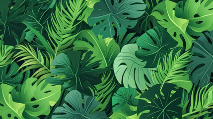 Wall Mural - Immerse your designs in tropical bliss with this seamless pattern.