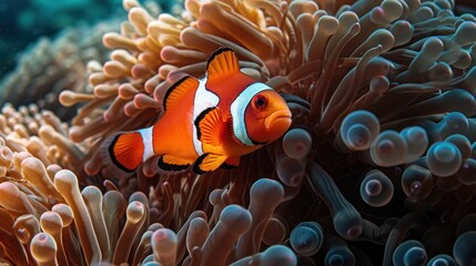  an orange and white clownfish in an anemone sea anemone anemone anemone anemone anemone anemone anemone.